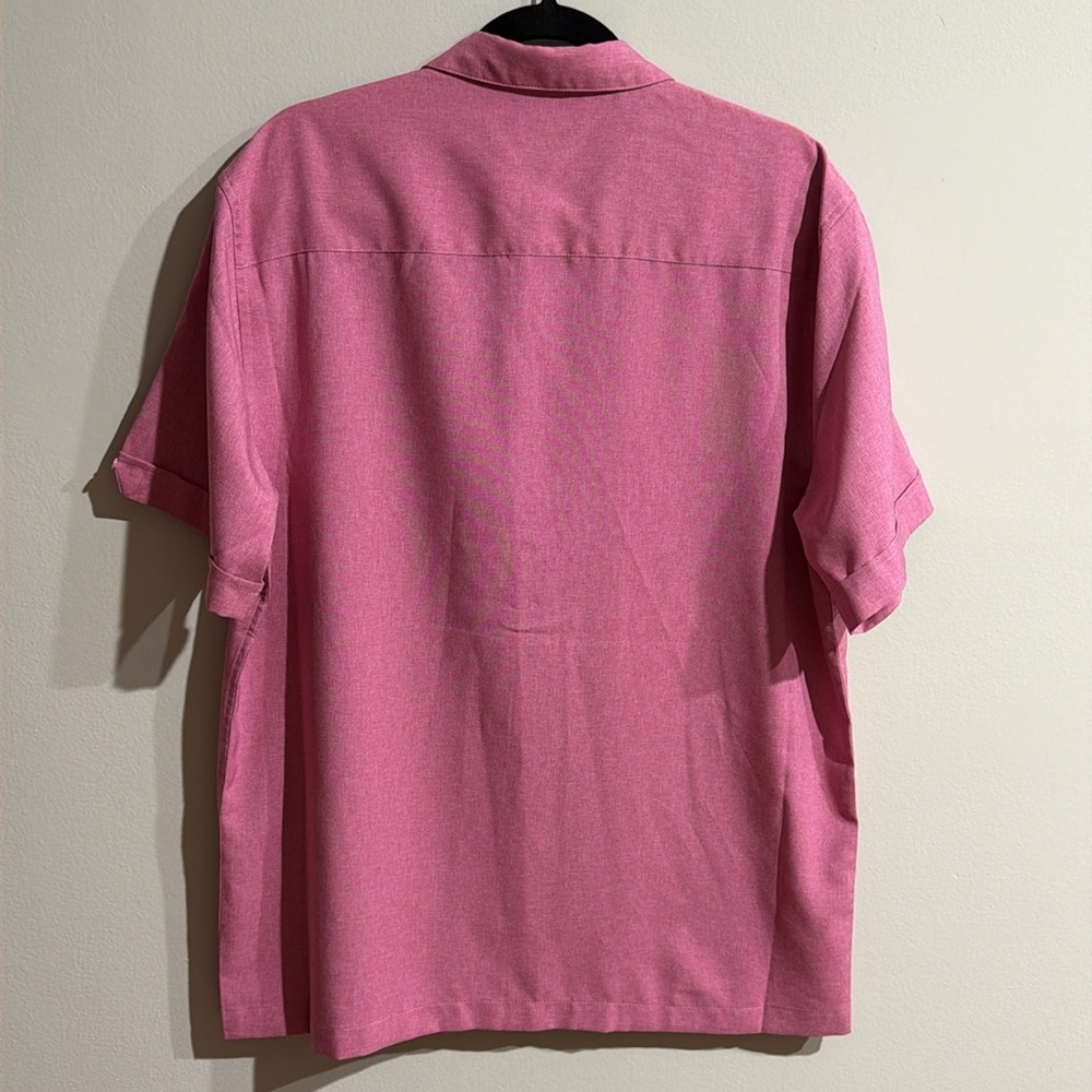 Cafe Luna Men Medium Pink Button Up Collard Shortsleeved Shirt - Picture 3 of 10